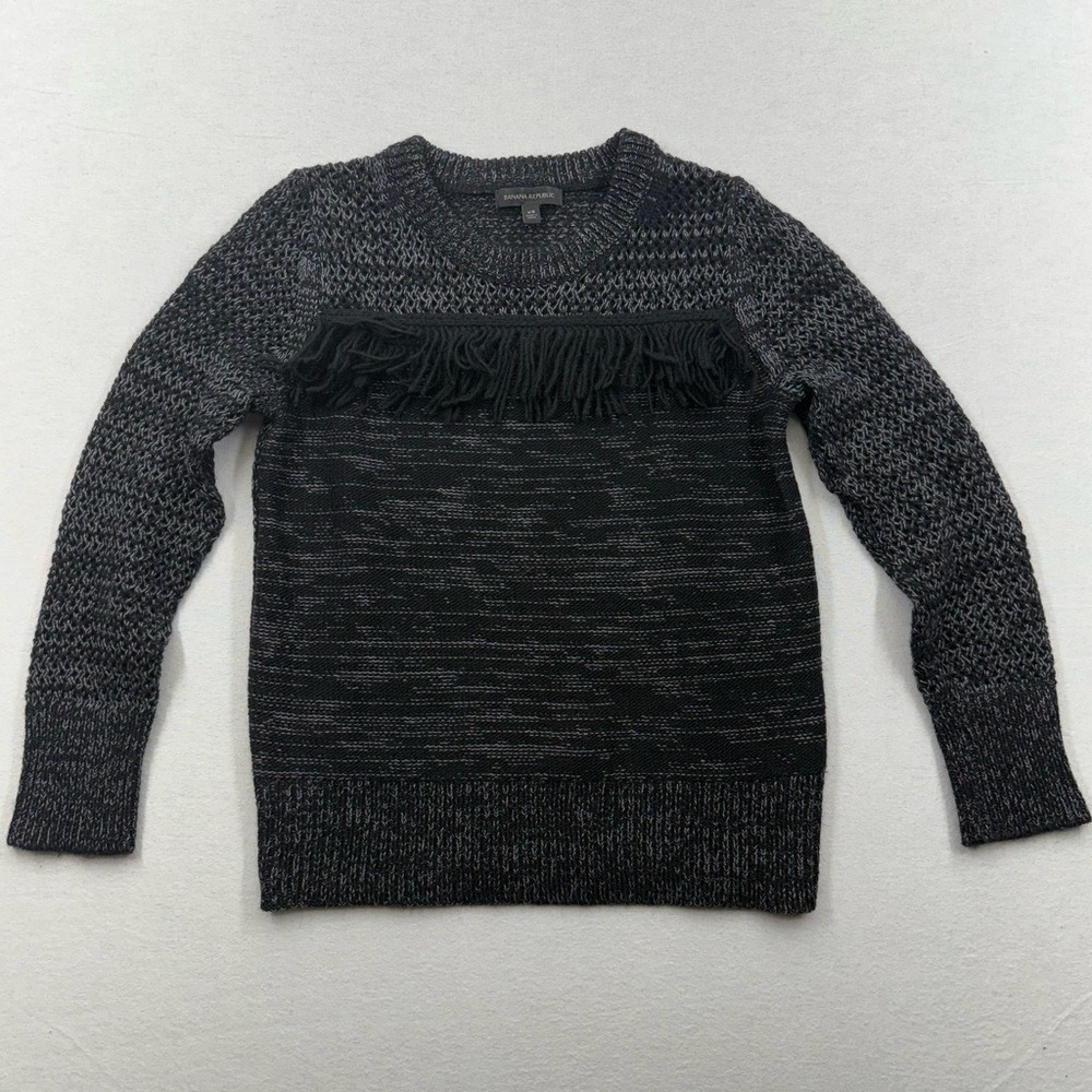 Banana Republic Fringe Boho Sweater Wool Alpaca Cotton XS Whimsigoth